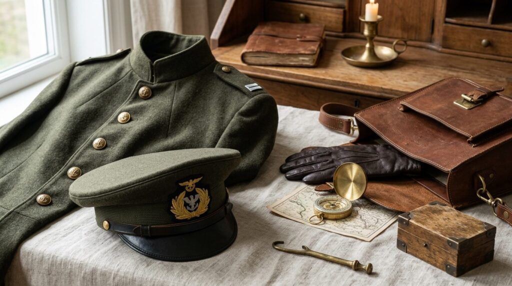 Close-up professional product photograph of premium military